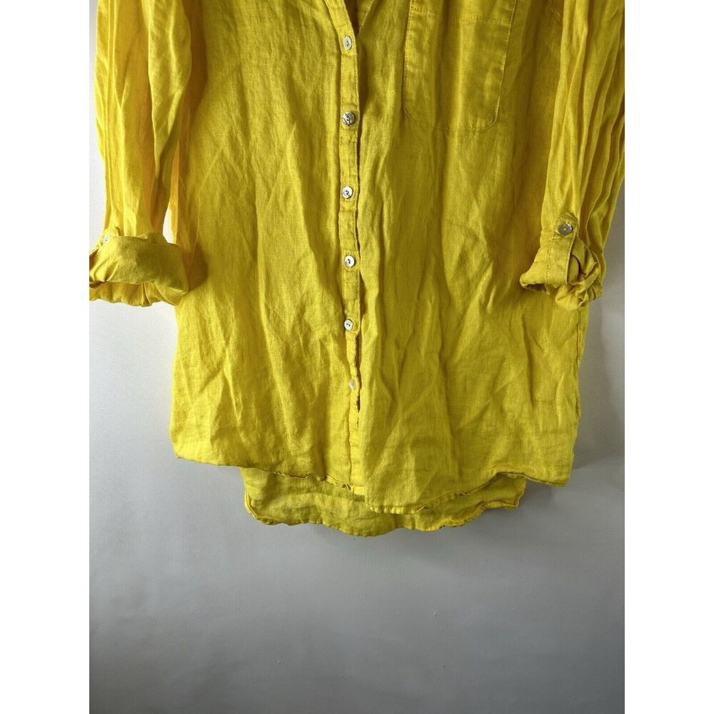 Sigrid Olsen Linen Button Front Roll Sleeve Shirt… - image 2